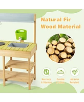 Backyard Pretend Play Toy Kitchen with Stove Top