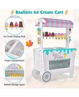 Kids Ice Cream Cart Playset with Display Rack and Accessories
