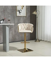 Set of 2 Swivel Adjustable Height Bar Stools with Backrest and Footrest Modern Counter Chairs Metal Base for Kitchen or Use-The Pop Ho
