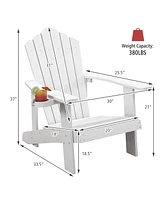 Gymax Patio Hips Outdoor Weather Resistant Slatted Chair Adirondack w/ Cup Holder