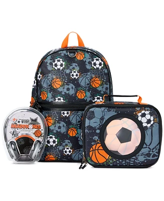 InMocean Big Boys All-Star Sports Backpack, Lunch Bag & Headphone Set