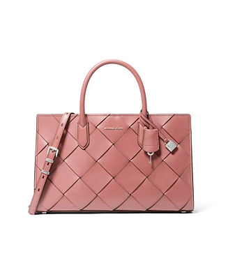 Michael Kors Scarlett Medium Woven Leather East West Satchel