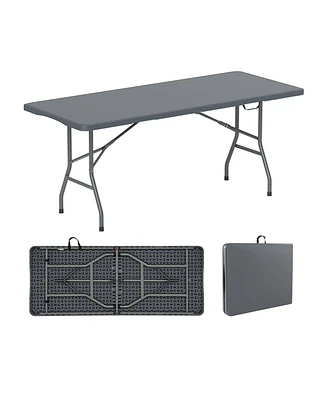 6 ft Portable Folding Table 350 Lbs Fold-in-Half Table with Hdpe Tabletop