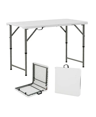 4 Feet Portable Camping Table with Hdpe Tabletop and Metal Legs