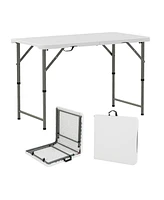 4 Feet Portable Camping Table with Hdpe Tabletop and Metal Legs