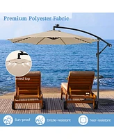 Gymax 10 Ft Offset Patio Umbrella Solar Powered Cantilever w/ 112 Led Lights