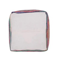 Cotton Cube Striped Pouf Ottoman for Living Room and Bedroom