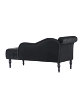 60 Inch Velvet Tufted Chaise Lounge with Nailhead Trim Solid Wood Legs and Pillow for Living Room Bedroom Reading or Relaxing-The Pop Home
