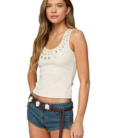 Edikted Women's Shell Button Scoop Tank Top