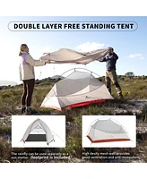 Naturehike Cloud-Up 3 Person Lightweight Backpacking Tent with Footprint - 3 Season Free Standing Dome Camping Hiking Waterproof Backpack Tents,grey