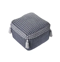 18" Blue 100% Cotton Ottoman
