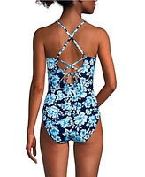 Lands' End Women's Lace Up One Piece Swimsuit