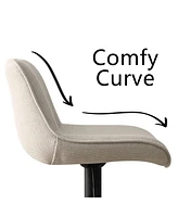 Set of 2 Adjustable Fabric Bar Stools, 360° Swivel Height Chairs with Footrest for Kitchen Island-Maison Boucle