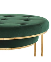 Set of Two Round Velvet Tufted Ottomans for Accent Seating and Stylish Storage