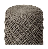Soft Wool Cylindrical Pouf with Diamond Design for Home Decor and Footrest