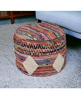Cotton Blend Ottoman for Living Room Bedroom Seating and Home Decor