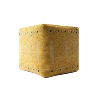 18" Yellow Polyester Blend Ottoman