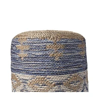 Woven Jute Ottoman for Extra Seating and Rustic Living Room Accent
