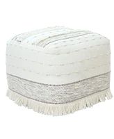 Cotton Striped Pouf Ottoman for Living Room and Bedroom Seating