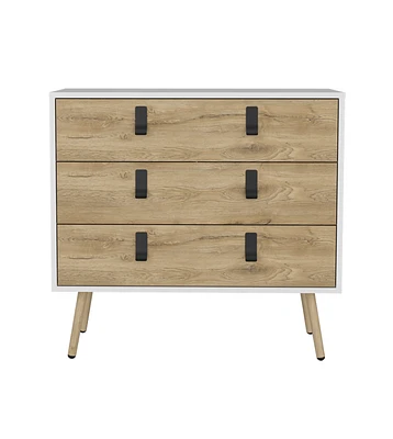 Wooden Three Drawer Dresser for Clothes and Bedroom Storage