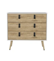 Wooden Three Drawer Dresser for Clothes and Bedroom Storage