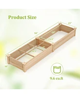 Wooden Raised Garden Bed with 2 Planter Boxes and Dividers-Natural