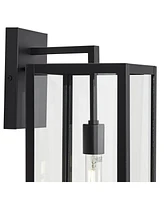 Titan Modern Outdoor Wall Light Fixtures Set of 2 Mystic Black Rectangular Box Frame 20" Clear Glass Panels for Post Exterior Barn Deck House Por
