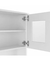 Pantry Cabinet with Two Door Panels and Side Open Shelves