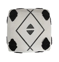 Round Cotton Ottoman for Living Room and Bedroom Seating