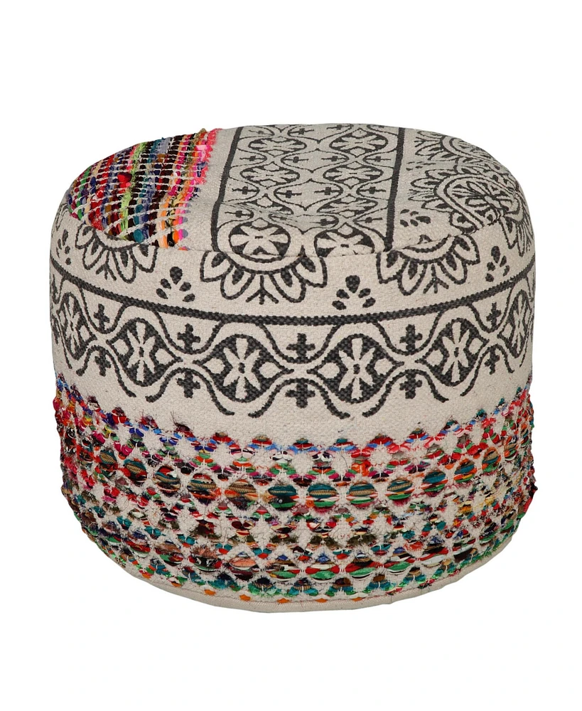 18" Multicolored Cotton Blend Ottoman