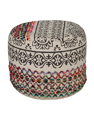18" Multicolored Cotton Blend Ottoman