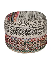18" Multicolored Cotton Blend Ottoman