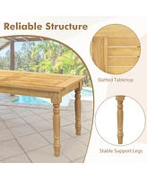 Patio Coffee Table with Solid Teak Wood Structure and Slatted Tabletop