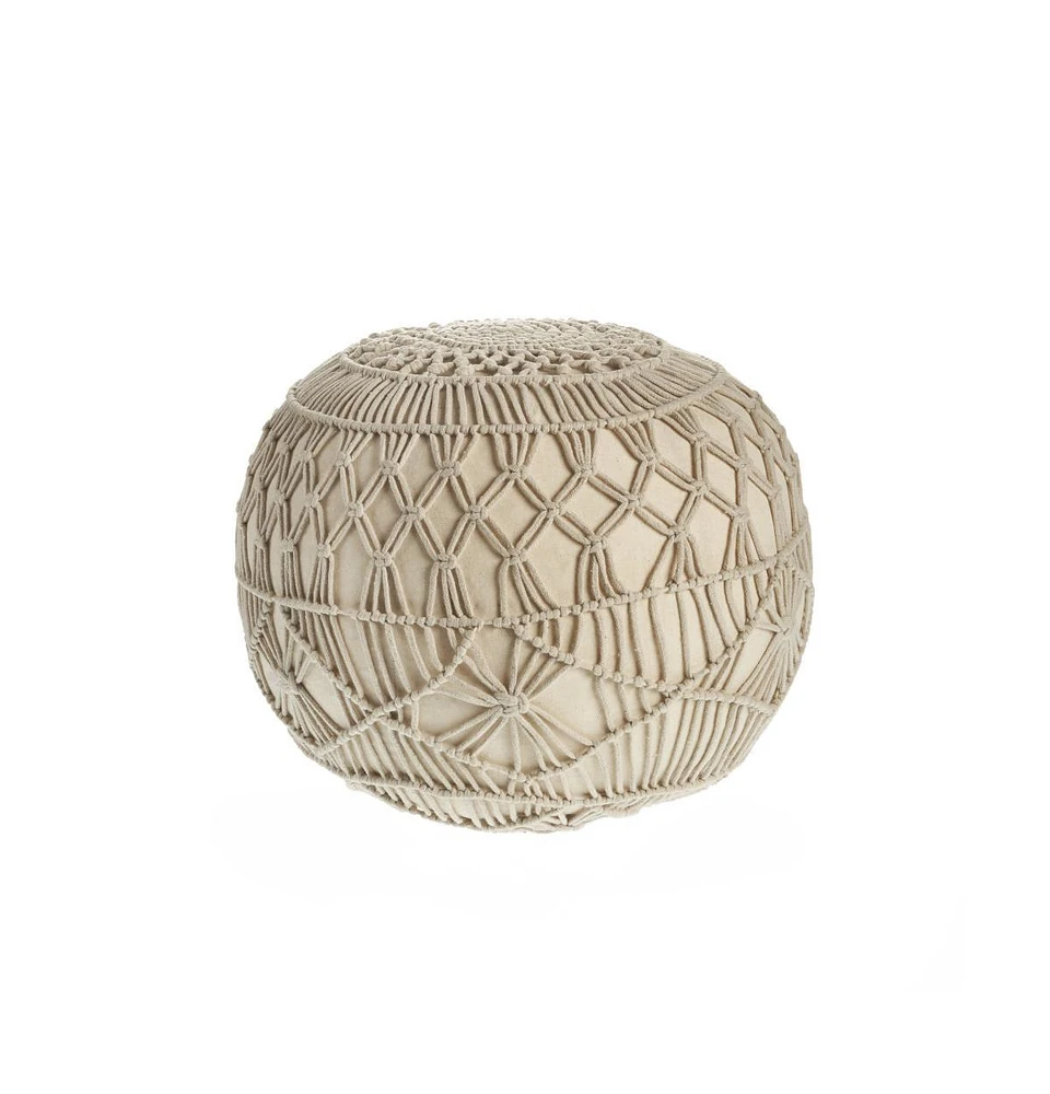 20" Cream 100% Cotton Ottoman
