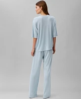 Calvin Klein Women's Shine Texture Relaxed Crewneck T-Shirt