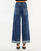Kancan Women's High Rise Wide Leg Pull On Jeans