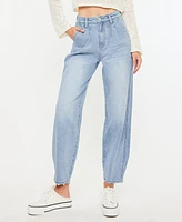 Kancan Women's Ultra High Rise Wide Tapered Fit Pull On Jeans