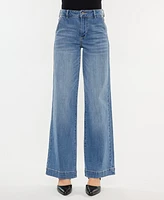 Kancan Women's High Rise Wide Leg Pull On Jeans