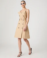 French Connection Women's Light Weight Cotton Belted Trench Fit & Flare Dress