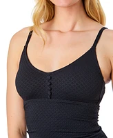 CeCe Women's La Vie A Mer Textured Button-Front Tankini Top