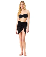 CeCe Women's Crochet Faux-Pearl Trim Sarong Swim Cover-Up
