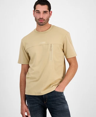 Hugo Boss Men's Dubi Relaxed Fit Short Sleeve Crewneck Zipper T-Shirt