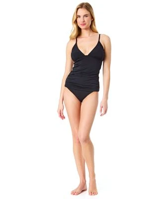 Cece Womens La Vie A La Mer Plunge Neck Tankini Top Textured Bikini Bottoms