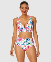 Anne Cole Womens Watercolor Paisley Shirred Bikini Top Bottoms