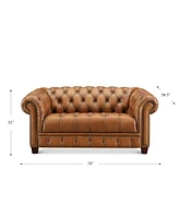 Hydeline York 70" Top Grain Leather Loveseat