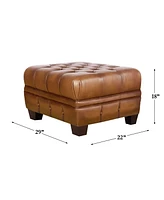 Hydeline York 29" Top Grain Leather Ottoman