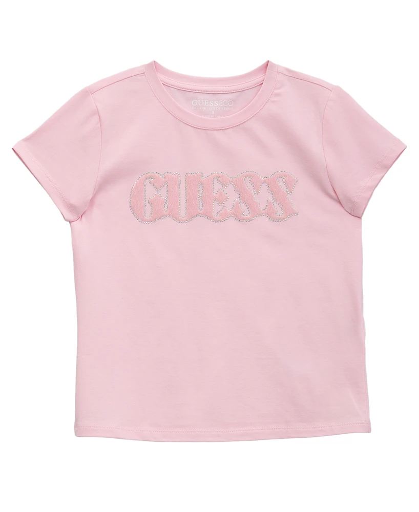 Guess Big Girl Short Sleeve with Shiny Foil Print Logo T-Shirt