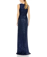 Mac Duggal Women's Ieena V-Neck Sequin Wrap Waist Gown