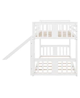 Twin Over Twin Bunk Bed with Slide and Ladder