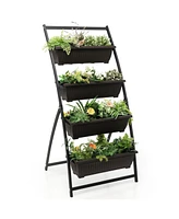 4-Tier Vertical Raised Garden Bed with 4 Containers and Drainage Holes